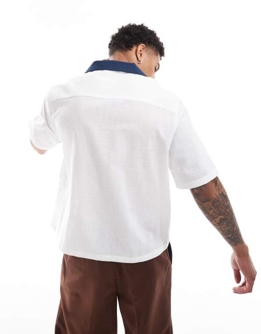 ASOS DESIGN - Hvid bowling-skjorte med reverskrave i afslappet, firkantet pasform, 4 af 4