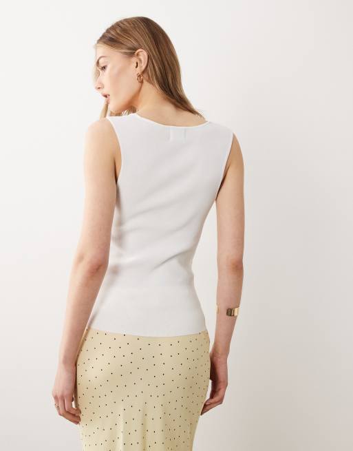 ASOS DESIGN - Hvid cami-top med firkantet hals i kompakt strik, 4 af 4