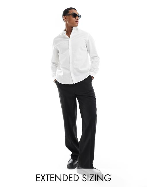 ASOS DESIGN - Hvid elegant skjorte i hør i regular fit