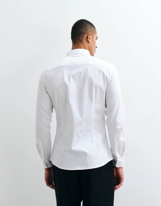 ASOS DESIGN - Hvid elegant skjorte i strygelet twill slim fit, 5 af 5