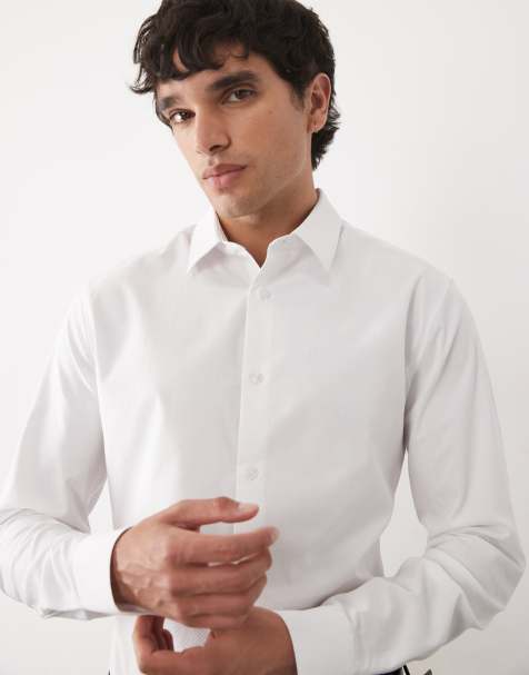 ASOS DESIGN - Hvid elegant skjorte med tekstur i skinny fit - view 1