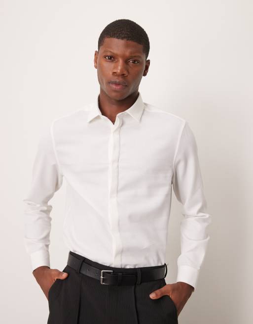 ASOS DESIGN - Hvid elegant strygelet skjorte i Regular Fit