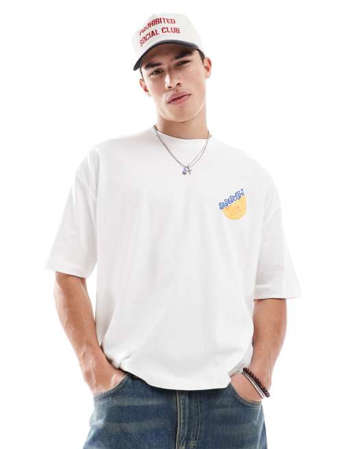 ASOS DESIGN - Hvid firkantet oversized T-shirt med "coast"-grafik, 2 af 4