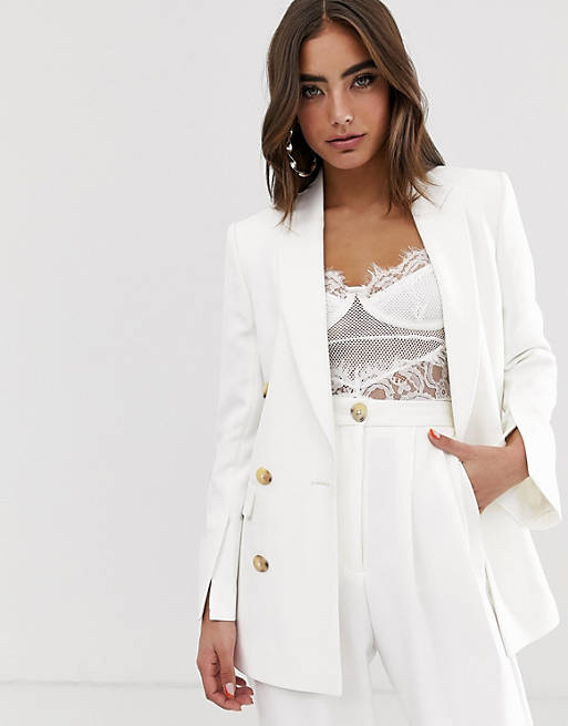 balance Invitere udsættelse Hvidt jakkesæt med blazer og tilspidsede bukser fra ASOS DESIGN | ASOS