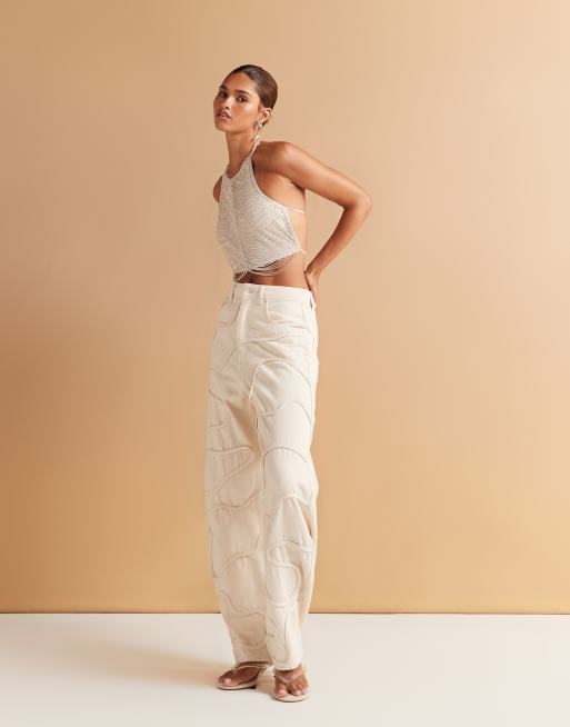 ASOS DESIGN - Hvid halterneck-top med frynseudsmykninger, 2 af 4
