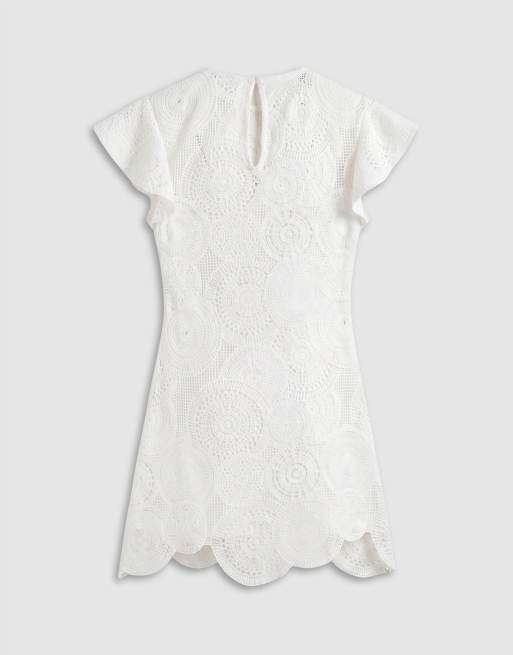 ASOS DESIGN - Hvid hæklet minikjole med flagrende ærmer, 8 af 8