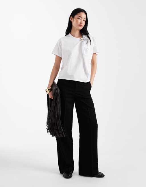 ASOS DESIGN - Hvid kortærmet top med guldfarvet detalje, 2 af 4