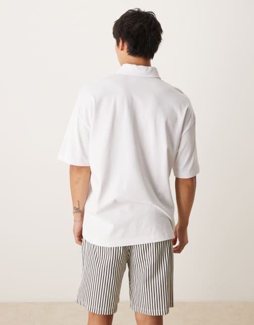 ASOS DESIGN - Hvid kraftig 240 grams poloskjorte med printdetaljer, 4 af 4