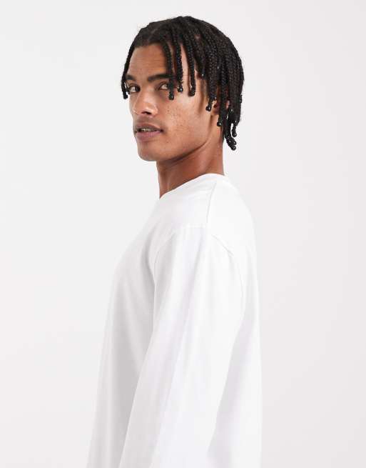 ASOS DESIGN - Hvid kraftig afslappet T-shirt med lange ærmer, 4 af 5