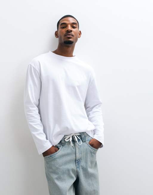ASOS DESIGN - Hvid kraftig afslappet T-shirt med lange ærmer, 3 af 5