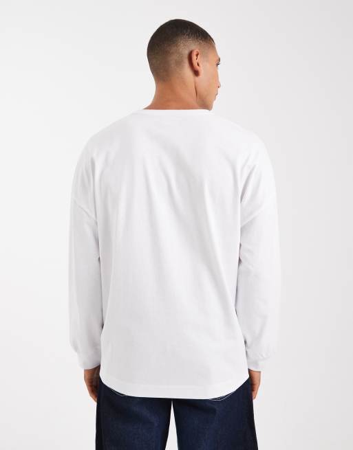 ASOS DESIGN - Hvid kraftig oversized henley-T-shirt med lange ærmer , 3 af 5