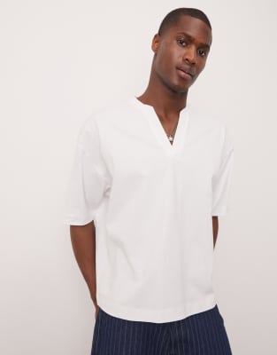 ASOS DESIGN - Hvid kraftig oversized T-shirt med halshak - view 1