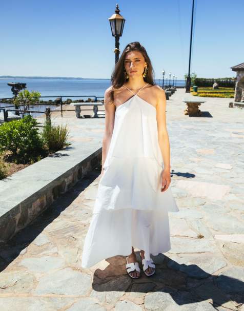 ASOS DESIGN - Hvid lagdelt midikjole med halterneck - view 1