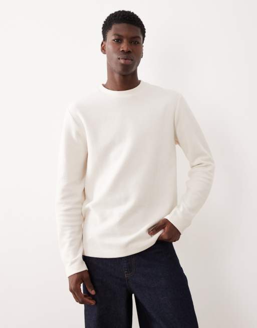 ASOS DESIGN - Hvid langærmet T-shirt med ribber i slim fit