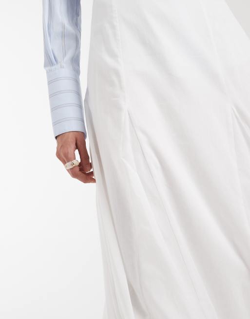ASOS DESIGN - Hvid maxinederdel med kiler i bomuld, 3 af 5