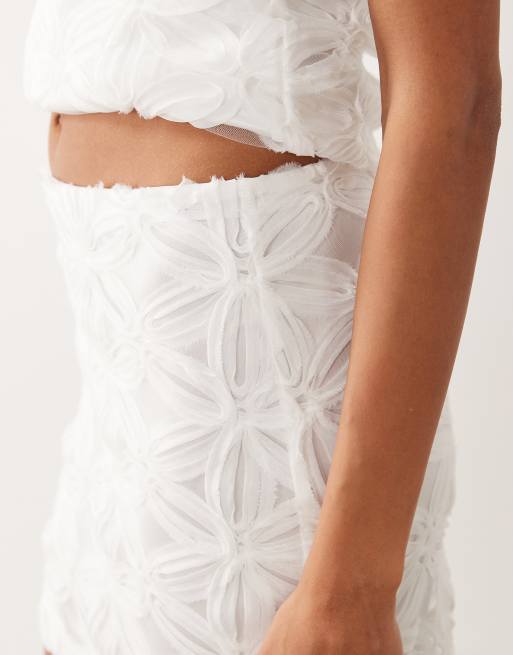 ASOS DESIGN - Hvid mininederdel med applikationer i mesh - Del af sæt, 4 af 5