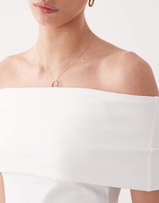 ASOS DESIGN - Hvid offshoulder-top med foldet kant, 3 af 4