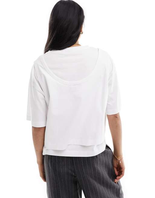 ASOS DESIGN - Hvid og firkantet T-shirt i dobbeltlag, 4 af 4