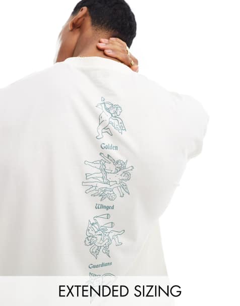 ASOS DESIGN - Hvid og oversized T-shirt med engleprint på rygsøjlen - view 1