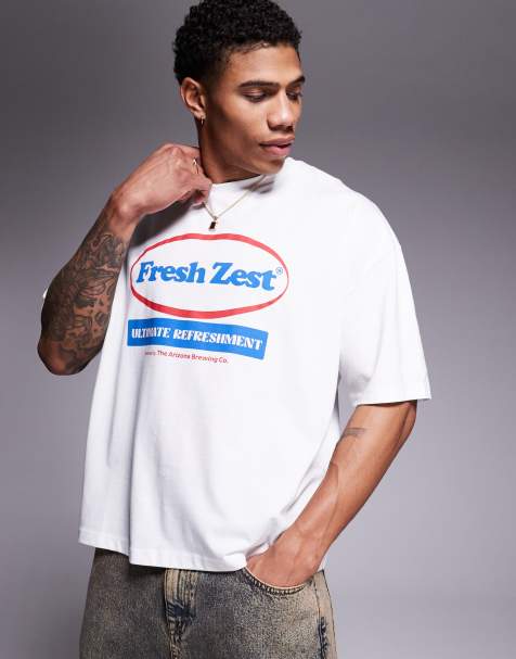 ASOS DESIGN - Hvid og oversized T-shirt med firkantet pasform og tekstgrafik - view 1