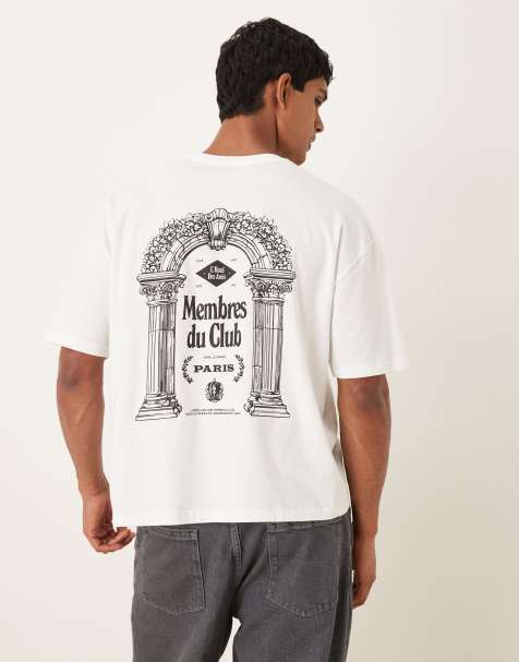 ASOS DESIGN - Hvid og oversized T-shirt med firkantet pasform og tekstgrafik - view 1