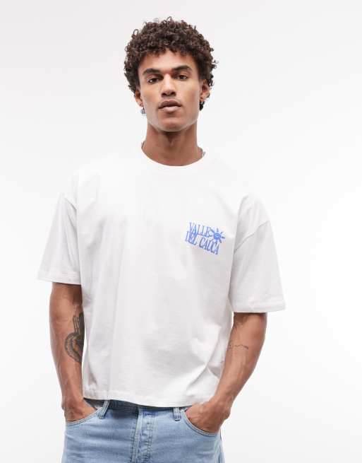 ASOS DESIGN - Hvid og oversized T-shirt med firkantet pasform og tekstgrafik , 3 af 5