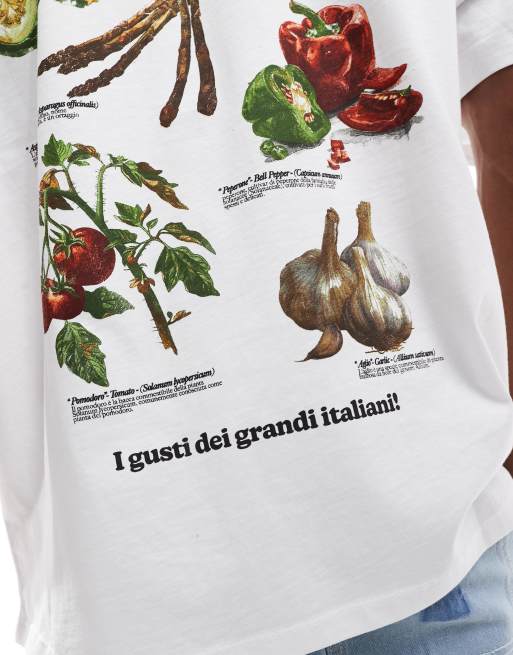 ASOS DESIGN - Hvid og oversized T-shirt med grøntsagsprint på ryggen, 3 af 4