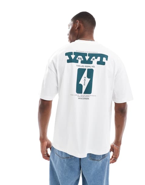 ASOS DESIGN - Hvid og oversized T-shirt med tekstgrafik - view 1