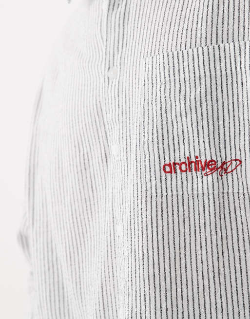 ASOS DESIGN - Hvid- og sortstribet oversized T-shirt med brystlomme med broderi, 5 af 5