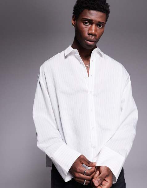 ASOS DESIGN - Hvid og voluminøs samt oversized skjorte med nålestriber - view 1