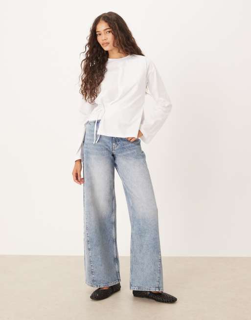 ASOS DESIGN - Hvid overdel med slå-om-detalje og lange ærmer, 3 af 4