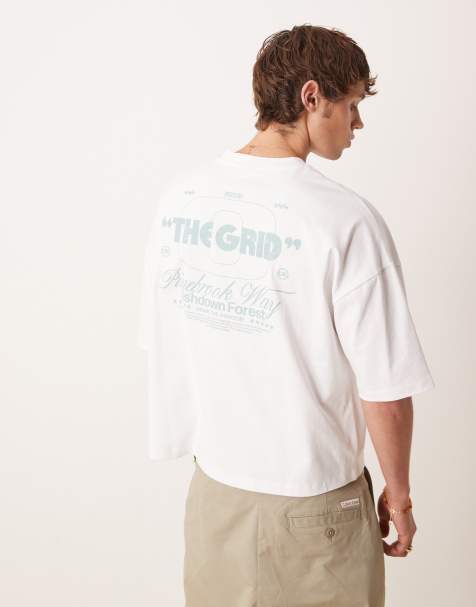 ASOS DESIGN - Hvid oversized kraftig T-shirt med print i firkantet pasform - view 1