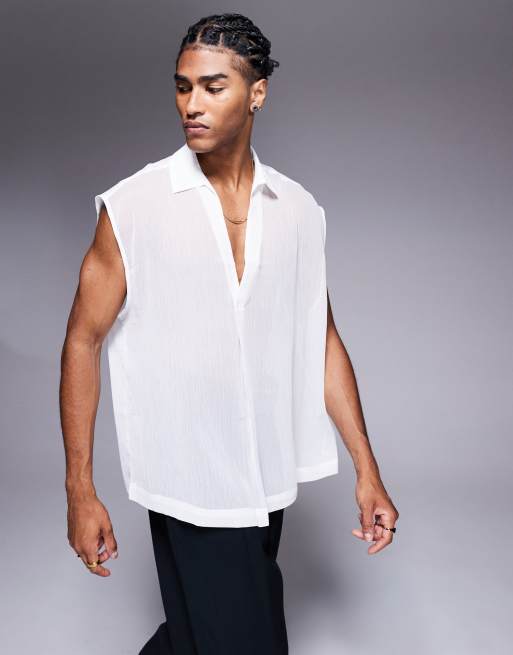 ASOS DESIGN - Hvid oversized ærmeløs overhead-skjorte