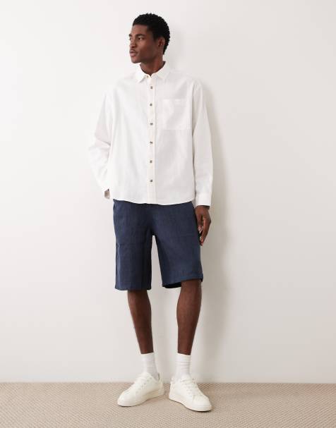 ASOS DESIGN - Hvid oversized skjorte i hørblanding - view 1