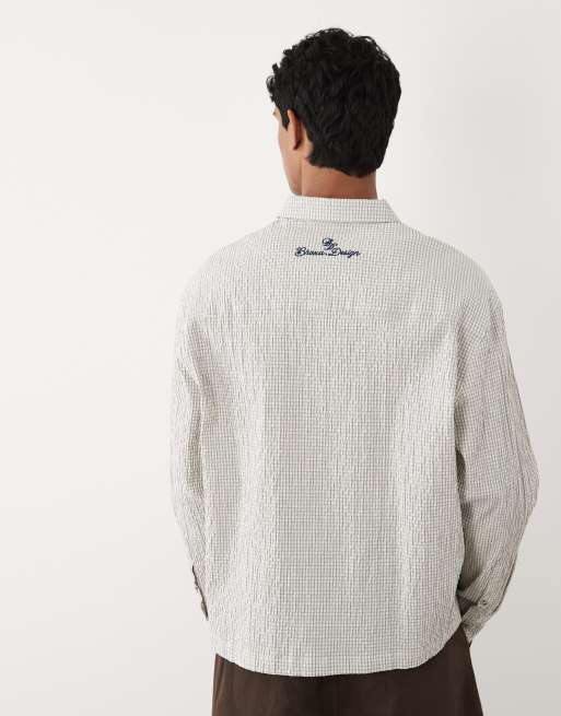 ASOS DESIGN - Hvid oversized skjorte med broderi på brystet og tern, 5 af 5