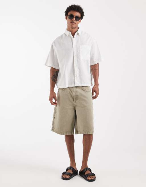 ASOS DESIGN - Hvid oversized skjorte med reverskrave og tekstur i firkantet pasform, 2 af 5