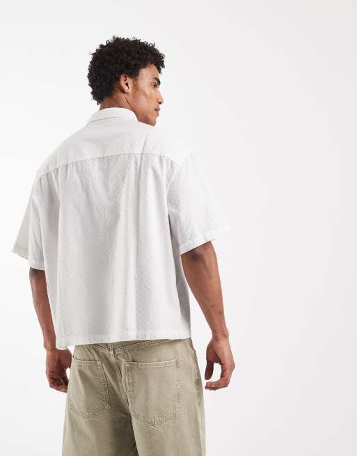 ASOS DESIGN - Hvid oversized skjorte med reverskrave og tekstur i firkantet pasform, 5 af 5
