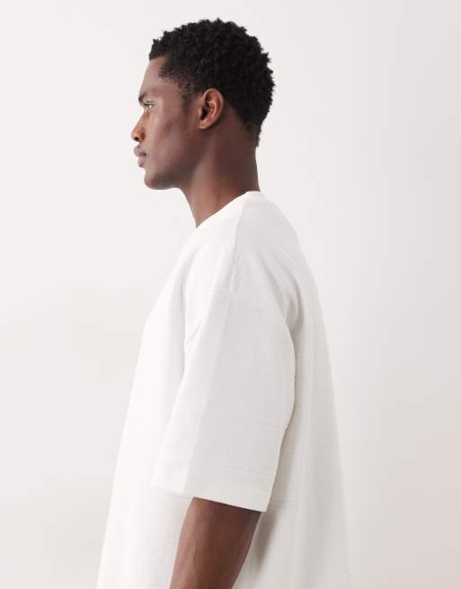 ASOS DESIGN - Hvid oversized T-shirt i bred ribstrik i firkantet pasform, 4 af 5