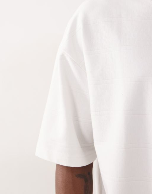 ASOS DESIGN - Hvid oversized T-shirt i bred ribstrik i firkantet pasform, 5 af 5