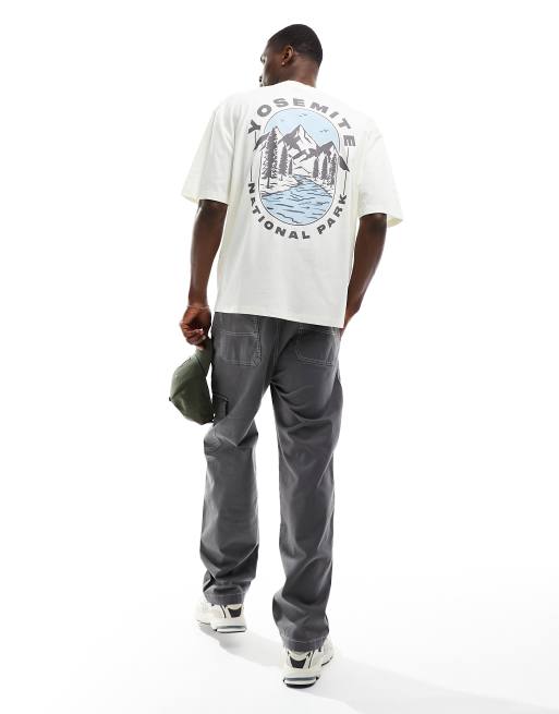 ASOS DESIGN - Hvid oversized T-shirt med bjergprint bagpå