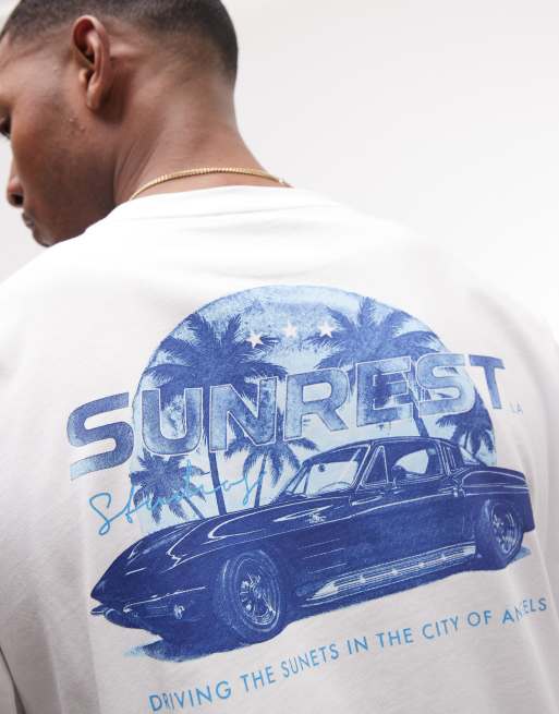ASOS DESIGN - Hvid oversized T-shirt med blå bilgrafik, 3 af 5