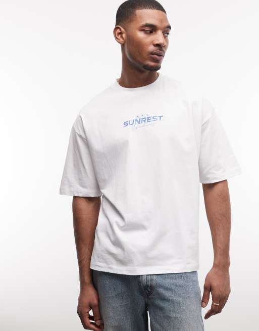 ASOS DESIGN - Hvid oversized T-shirt med blå bilgrafik, 4 af 5
