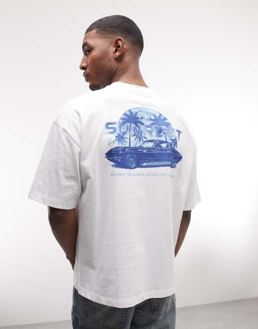 ASOS DESIGN - Hvid oversized T-shirt med blå bilgrafik, 5 af 5