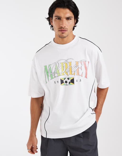 ASOS DESIGN - Hvid oversized T-shirt med Bob Marley-print, 2 af 5