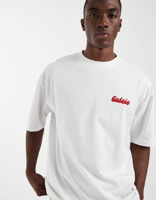 ASOS DESIGN - Hvid oversized T-shirt med "calcio"-tekstprint, 2 af 5