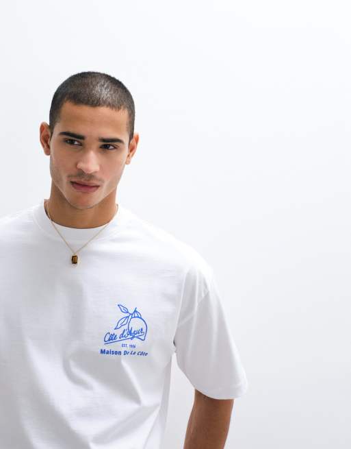 ASOS DESIGN - Hvid oversized T-shirt med 'Cote D'Azur'-print, 4 af 5