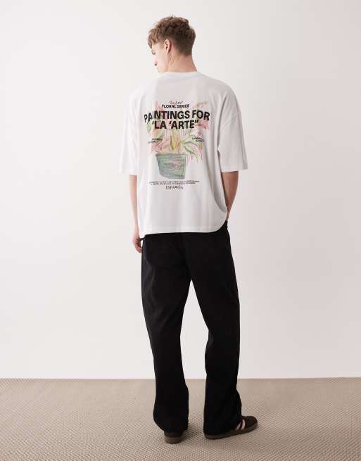ASOS DESIGN - Hvid oversized T-shirt med digitalt blomsterprint på ryggen, 2 af 5