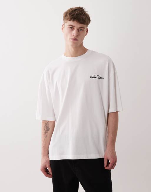 ASOS DESIGN - Hvid oversized T-shirt med digitalt blomsterprint på ryggen, 3 af 5