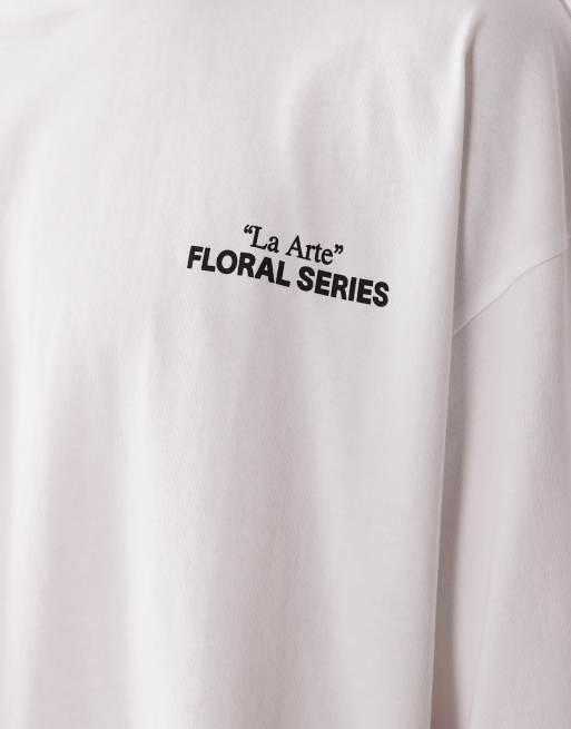 ASOS DESIGN - Hvid oversized T-shirt med digitalt blomsterprint på ryggen, 5 af 5