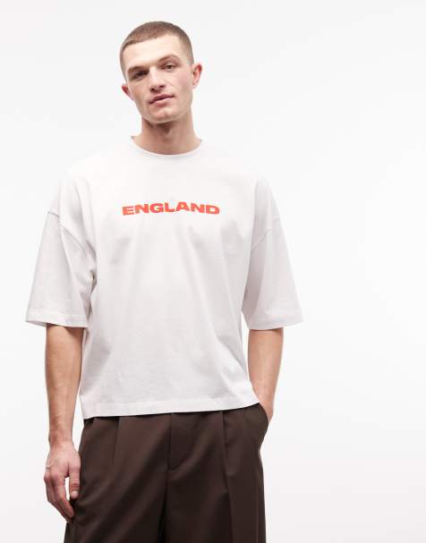 ASOS DESIGN - Hvid oversized T-shirt med England-fodboldgrafik i firkantet pasform - view 1